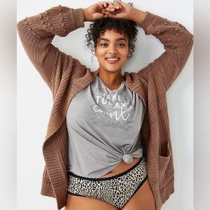 Maurices Light Brown Bobble Sleeve Open Front Knit Cardigan Large Women’s